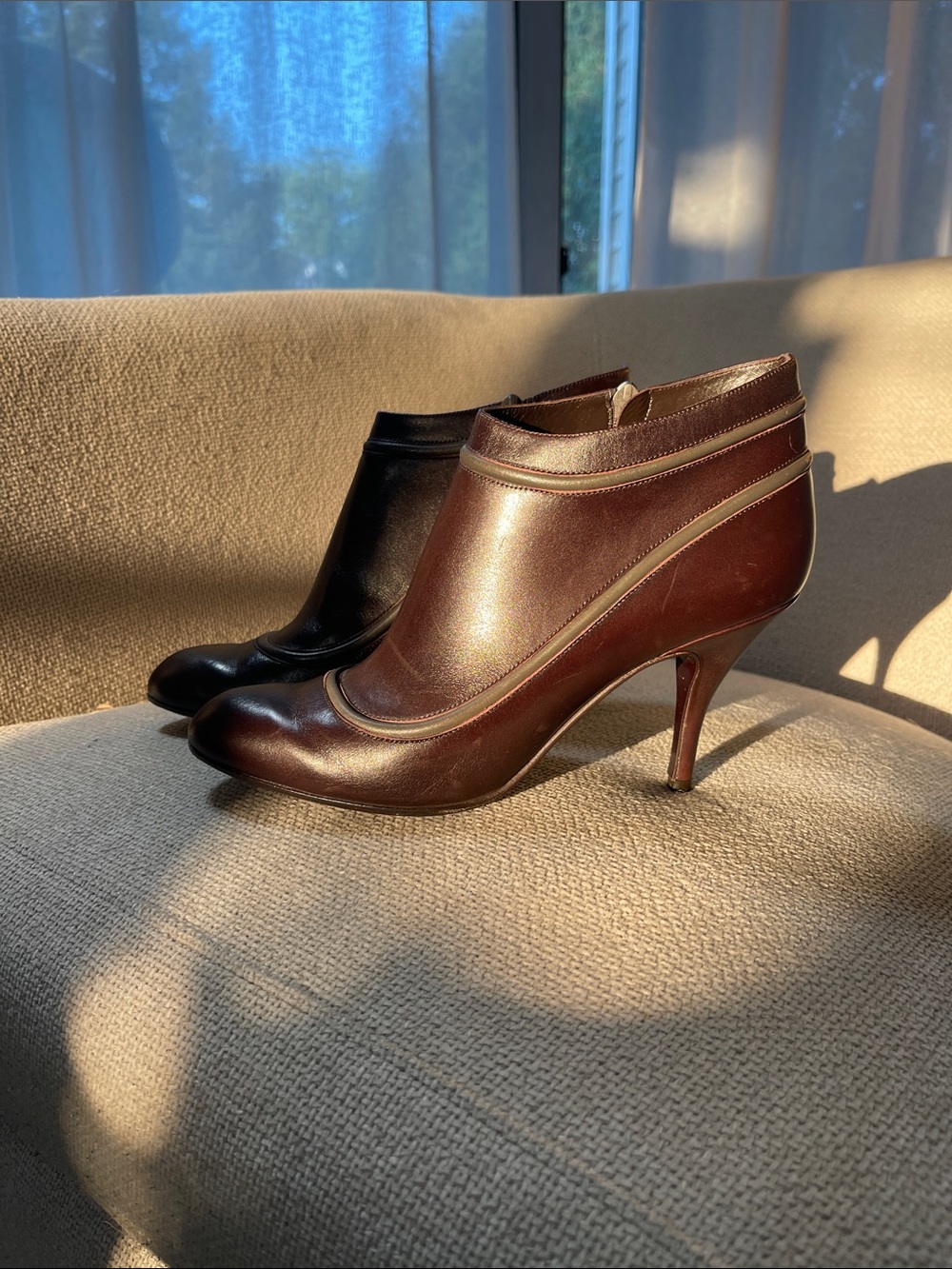 Salvatore Ferragamo Brown Leather Ankle Pump Bootie